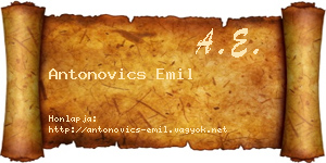 Antonovics Emil névjegykártya