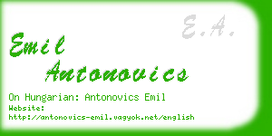 emil antonovics business card